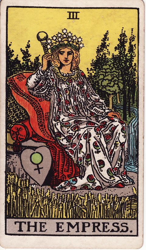 女帝(The Empress)のカード画像。ライダー版タロット