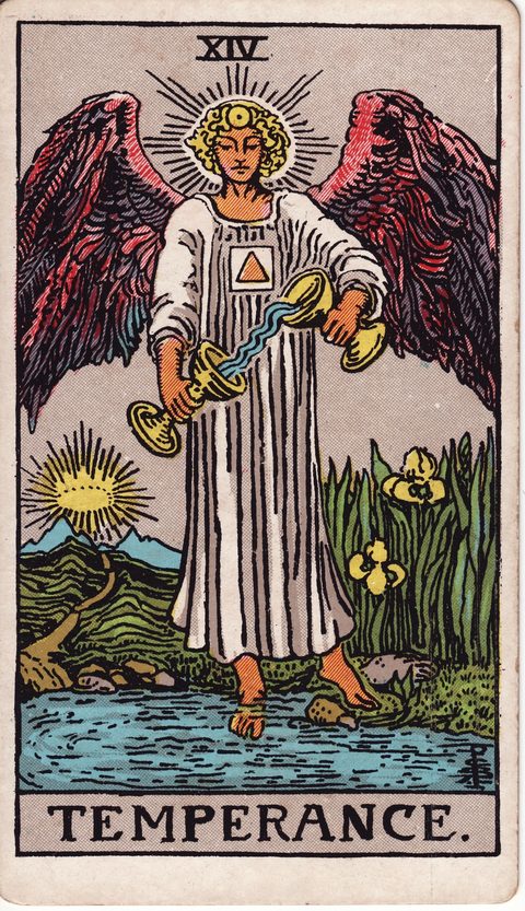 節制(Temperance)のカード画像。ライダー版タロット
